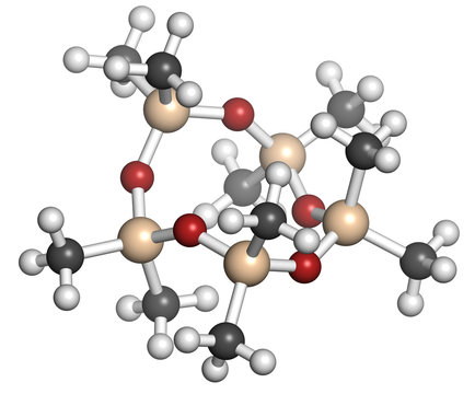 Decamethylcyclopentasiloxane (D5) molecule.