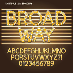 Golden Broadway Light Bulb Alpahbet and Digit Vector