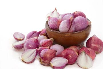  wooden bowl of  shallots,thai herb and spice