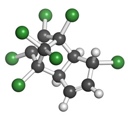 Heptachlor organochlorine pesticide molecule.