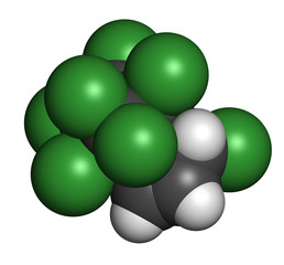 Heptachlor organochlorine pesticide molecule.