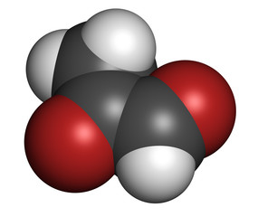 Methylglyoxal (pyruvaldehyde) molecule. Produced by glycolysis;