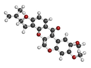 Rotenone broad-spectrum insecticide molecule.