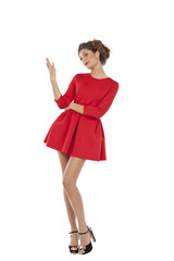 Fashion model in sexy red dress