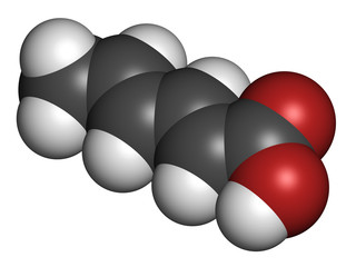 Sorbic acid food preservative molecule. 