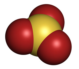 Sulfur trioxide pollutant molecule. Principal agent in acid rain
