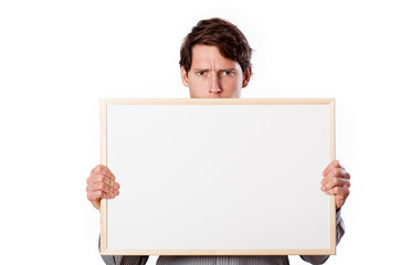 Man with board to your text