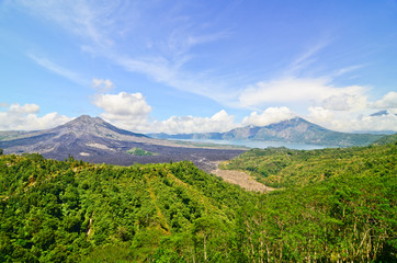 Fototapeta premium View on Batur volcano and lake, Bali, Indonesia