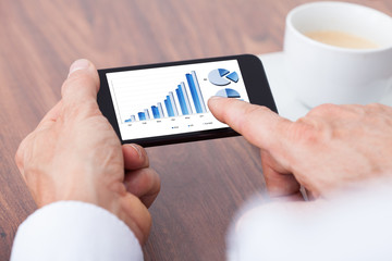Person Analyzing Graph On Mobile