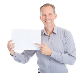Businessman Holding Placard