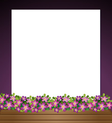 An empty paper template with a garden at the bottom