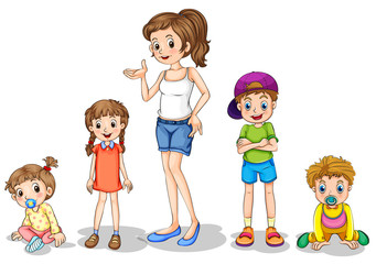 A mother with her four kids