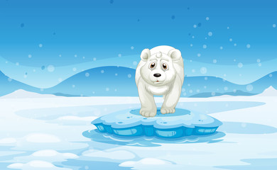 Fototapeta premium A sad polar bear standing above the iceberg