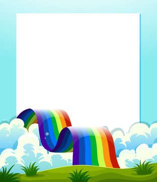 An empty paper template with a rainbow at the bottom