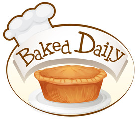 A baked daily label with a cupcake