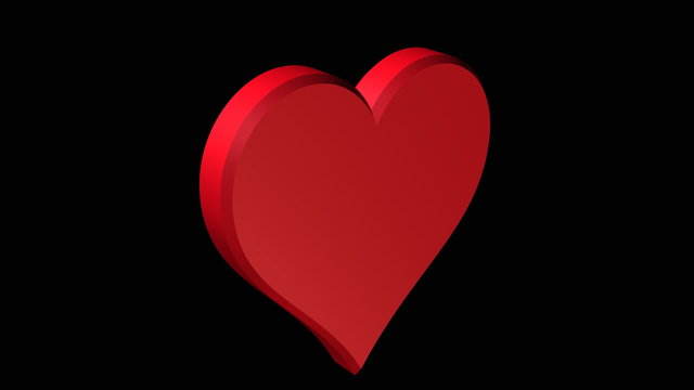 3d red heart rotation animation