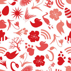 spring icons seamless pattern eps10