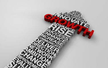 2014 business growth arrow with corporate words