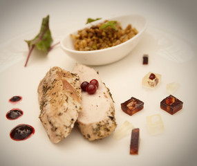 Chicken dish with jam and berry sauce