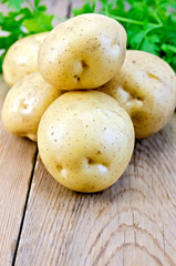 Potatoes yellow with parsley on the board