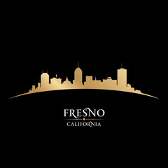 Naklejka premium Fresno California city silhouette black background