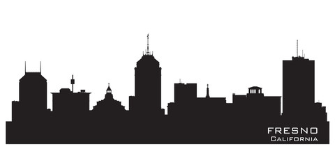 Fototapeta premium Sylwetka wektor panoramę miasta Fresno w Kalifornii
