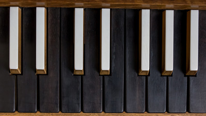Detail of a church organ keyboard