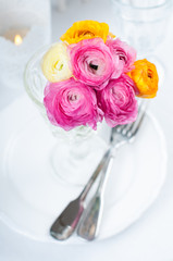 Festive table setting with flowers