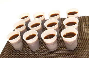 Disposable cups with coffee