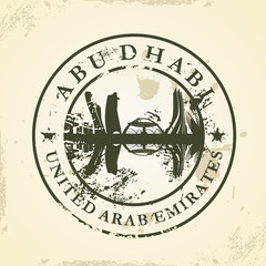 Grunge rubber stamp with Abu Dhabi, UAE
