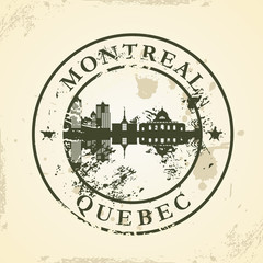 Grunge rubber stamp with Montreal, Quebec