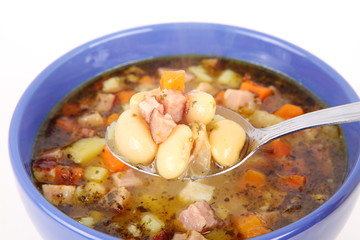 Bean soup eaten with a spoon