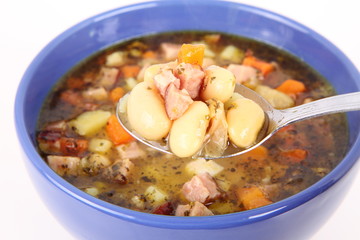Bean soup eaten with a spoon