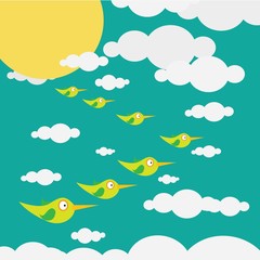 vector birds come back home from south