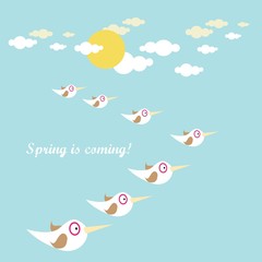 vector birds come back home from south