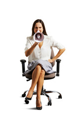 emotional woman sitting on the office chair
