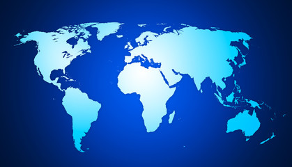 Fototapeta na wymiar World Map - Weltkarte auf blauen Hintergrund - hand drawn - hig