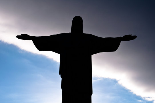 Christ the Redeemer Statue Silhouette on Corcovado, Rio