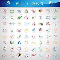 Spiral Icons Set - Isolated On Gray Background