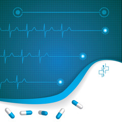 Abstract medical cardiology ekg background - 60682298