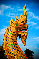 King of Nagas in front of the temple in Thailand