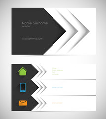modern business card with long shadow icons