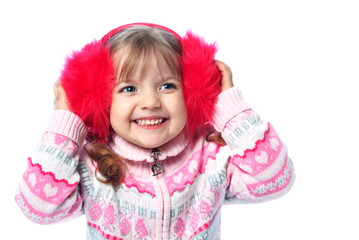 portrait of a little girl in warm clothes, cold, winter, health