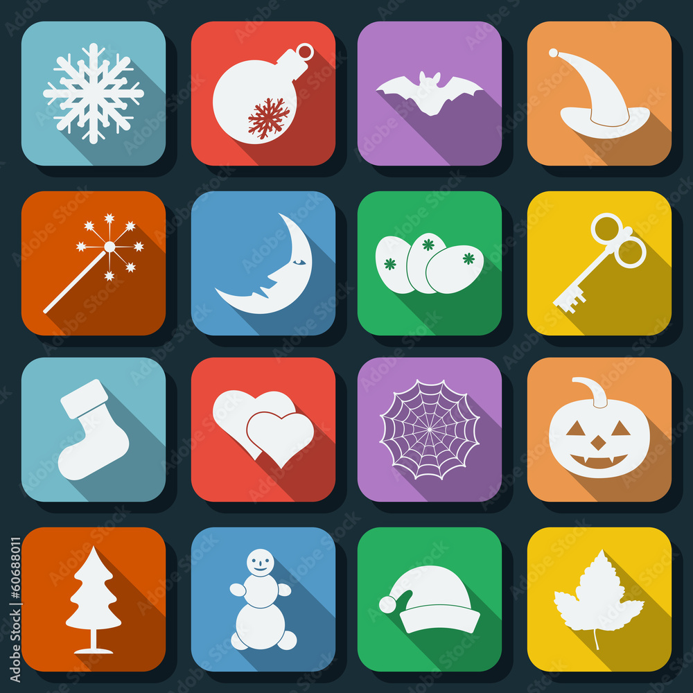 Poster flat web icons vector set 19