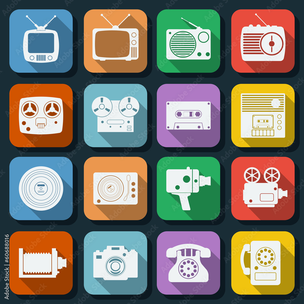 Aufkleber flat web icons vector set 18