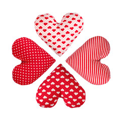 Four hearts make rosette, isolated