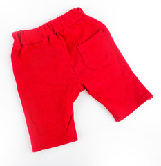 Short red pants isolated white background