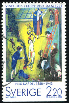 Visit of an eccentric lady by Nils Dardel