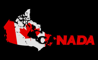 Canada map flag with overlapping text illustration