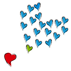Blue, red and green heart